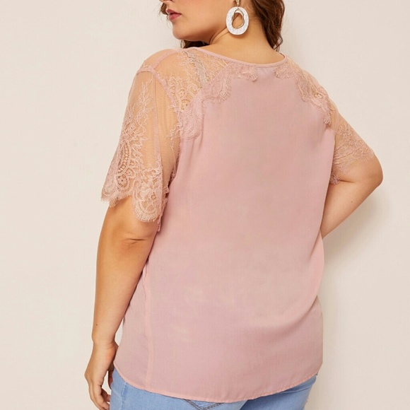 🌸🌸🌸Pink Lace Sleeve Blouse - Picture 6 of 6